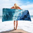 thumbnail image 4 of Beach Towel,Microfiber Beach Towel,Oversized Lightweight Quick Dry Sand Proof,Absorbent Wave Crashing Beach Towel Fiber Soft Bath Towel for Travel Sports Swimming Pool 55.12x27.57 inch, 4 of 7