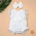 thumbnail image 4 of Maxcozy Baby Girl Ruffled Sleeveless Romper Bodysuit Jumpsuit Headband Set Summer Clothes Outfits, 4 of 6