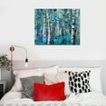 thumbnail image 5 of Creowell  Blue Tree Canvas Wall Art Forest Landscape Picture Modern Birch Trees Nature Teal Abstract Painting Artwork,  for Home Office Living Room Bedroom Bathroom Wall Decor 20x16 in/16x12 in, 5 of 6