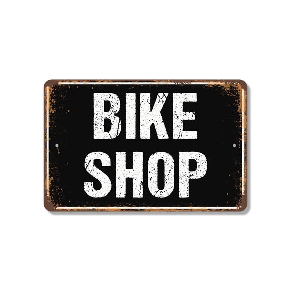 Bike Shop 8 Inch x 12 Inch Novelty Plastic Sign Sales Service Spokes Durable Weatherproof UV Protected Perfect for Garages Stores Workshops Fun Gift for Cyclists Mechanics Commuters