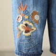 thumbnail image 5 of TINZ Women Summer Retro Style Embroidery Self Tie Plus Size Mid Length Pants Casual Ripped Straight Jeans Oversized Jean Pants for Women Designer Wide Leg Pants for Women, 5 of 5