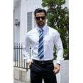 thumbnail image 4 of Solid Colors Mens Dress Shirt Matching Tie Set Formal Business Wedding Shirts Long Sleeve Button Down Casual White Blue 6PCS, 4 of 6