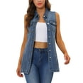 thumbnail image 1 of INSPIRE CHIC Chaleco de Mezclilla para Mujer Sin Mangas con Botones Longitud Media Casual Talla 3XL Azul, 1 of 6