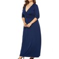thumbnail image 1 of Qiopertar Robe d'Été Unie à Manches Longues Col en V pour Femmes en Solde à Moins de 5$ en Solde, 1 of 8