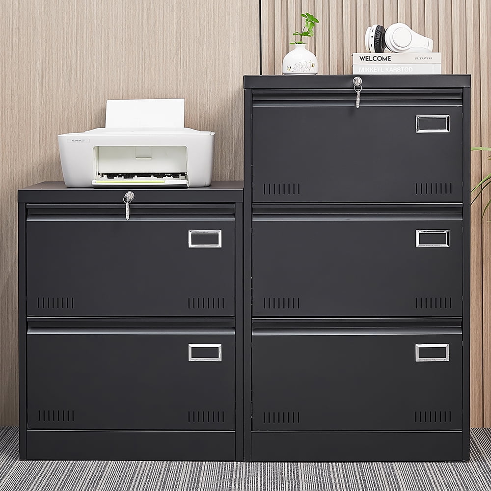 DKYNDSYN 2 Drawer Lateral File Cabinet with Lock for Home Office, Letter/Legal/A4/F4 Size, Black