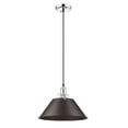 thumbnail image 3 of Yep by Golden Lighting Orwell 1-light 14in Pendant in Chrome and Rubbed Bronze shade, 3 of 4