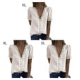 thumbnail image 4 of Camiseta de gasa Minnieouse para mujer blusa de encaje manga corta cuello en V Color sólido, 4 of 6