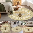 thumbnail image 5 of Round Area Rug 4 Ft, Bees Washable Non-Slip Circle Carpet for Living Room/Bedroom, Daisy Flowers Spring Summer Honey Floral Leaf Plant Low-Profile Crawling Mats Collection Rugs for Indoor, 5 of 8