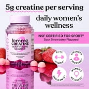 Lemme Creatine Gummies for Strength & Recovery, 5g Creatine Monohydrate, Astragin, Sour Strawberry, 60 Count