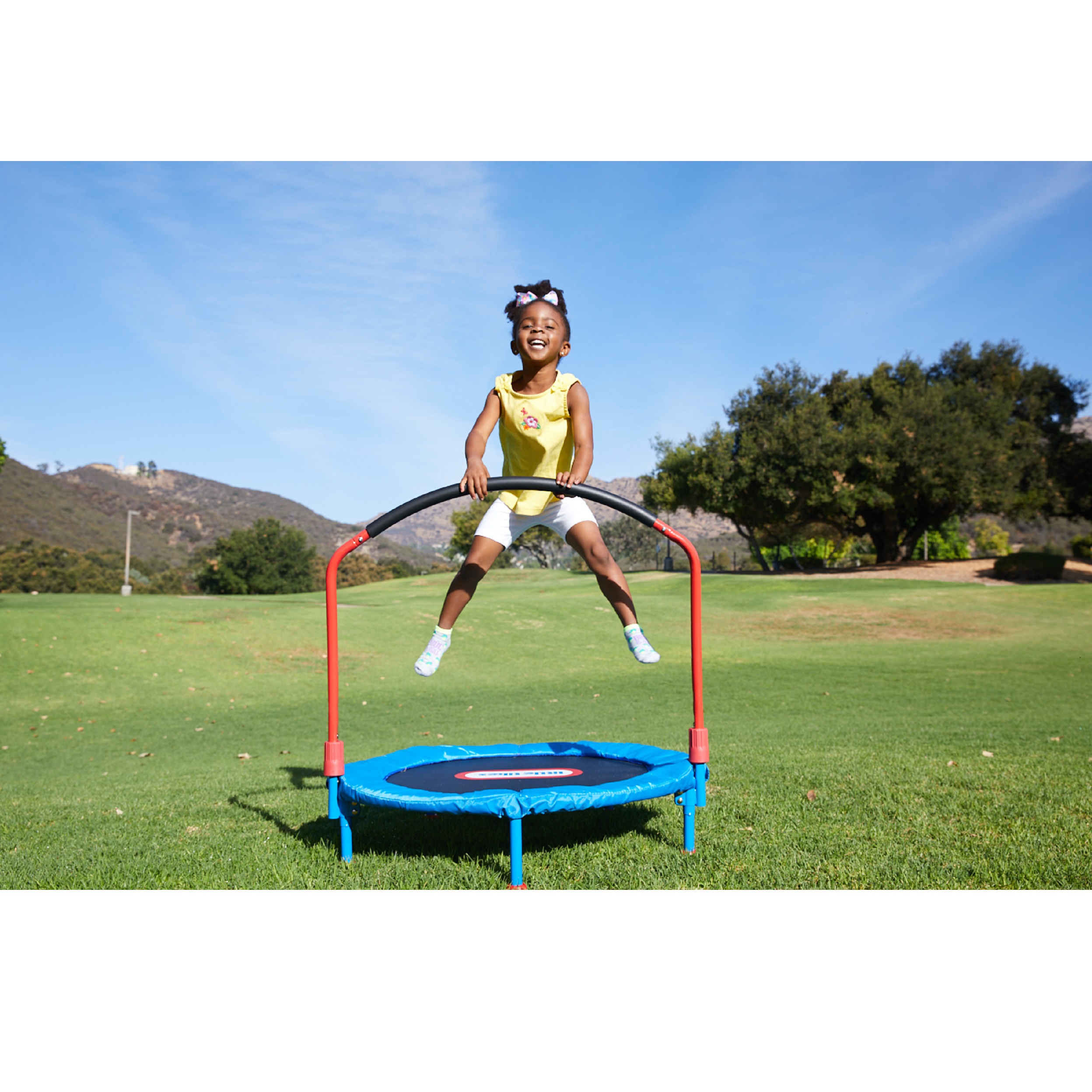 Little Tikes Easy Store 3-Foot Trampoline, with Hand Rail, Blue - image 4 of 8