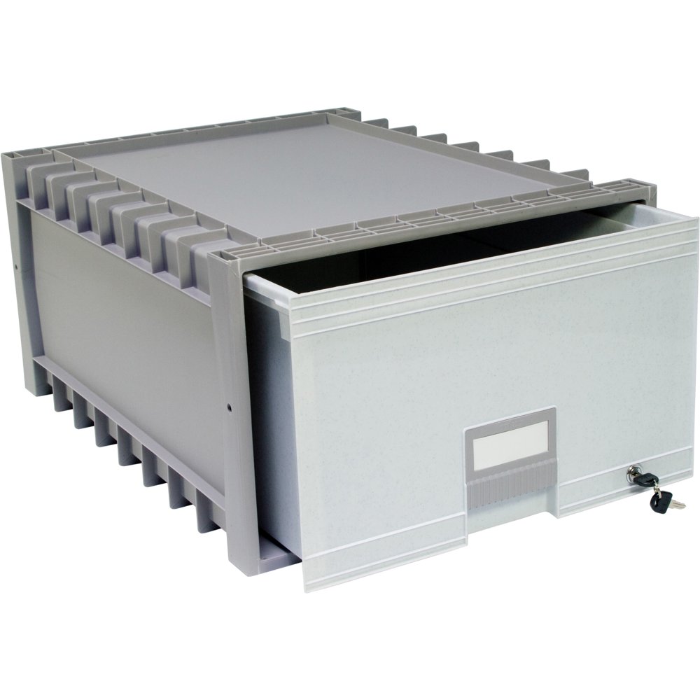 Storex Plastic Archive Drawer with Lock, Holds Legal Size Hanging
