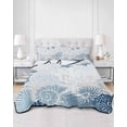 thumbnail image 2 of Twin Quilt Bedding Set, Blue Starfish Coastal Reversible Summer Quilt 3 Pieces, Nautical Summer Beach Coral Shell Lightweight Bedspreads Coverlets with 2 Pillow Shams for All Seasons, 2 of 5