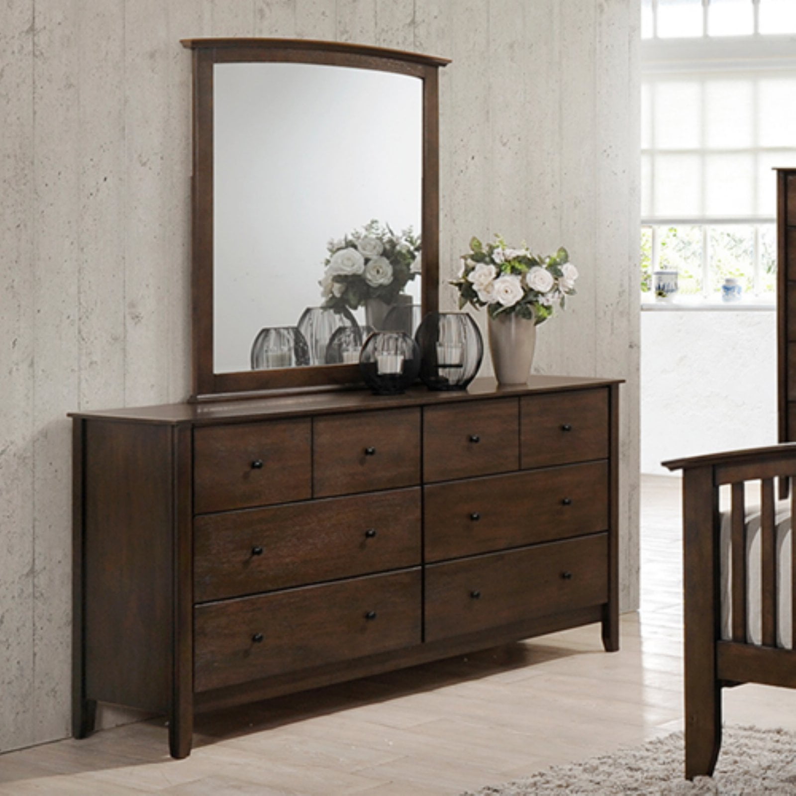 K&B Furniture Chestnut Brown Wood Bedroom Dresser With Optional Mirror ...