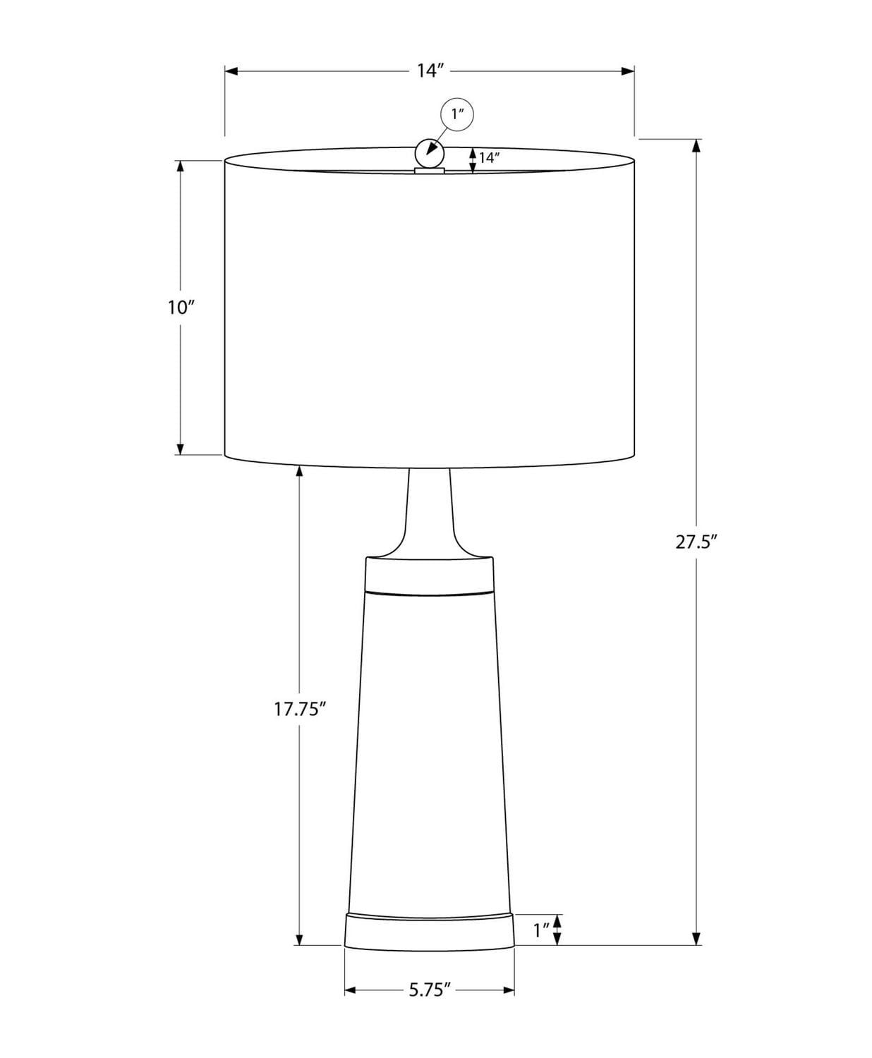 Monarch Specialties  Luminaire, 28"h, Lampe De Table, Béton Noir, Tons Beige., Contemporain