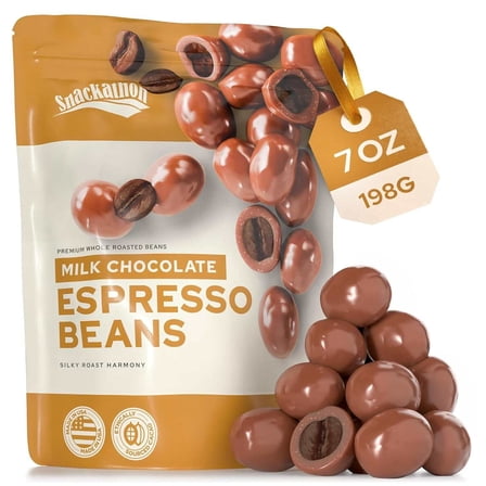 Snackathon Milk Chocolate Covered Espresso Beans, 7 oz