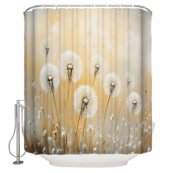 60x72 Inch Shower Curtains for Bathroom Flowers Dandelion Fabric Bath Curtain Decor Rustic Pastoral Botanical Plants Waterproof Restroom Curtains Shower Set Accessories with 12 Hooks 60 Inch