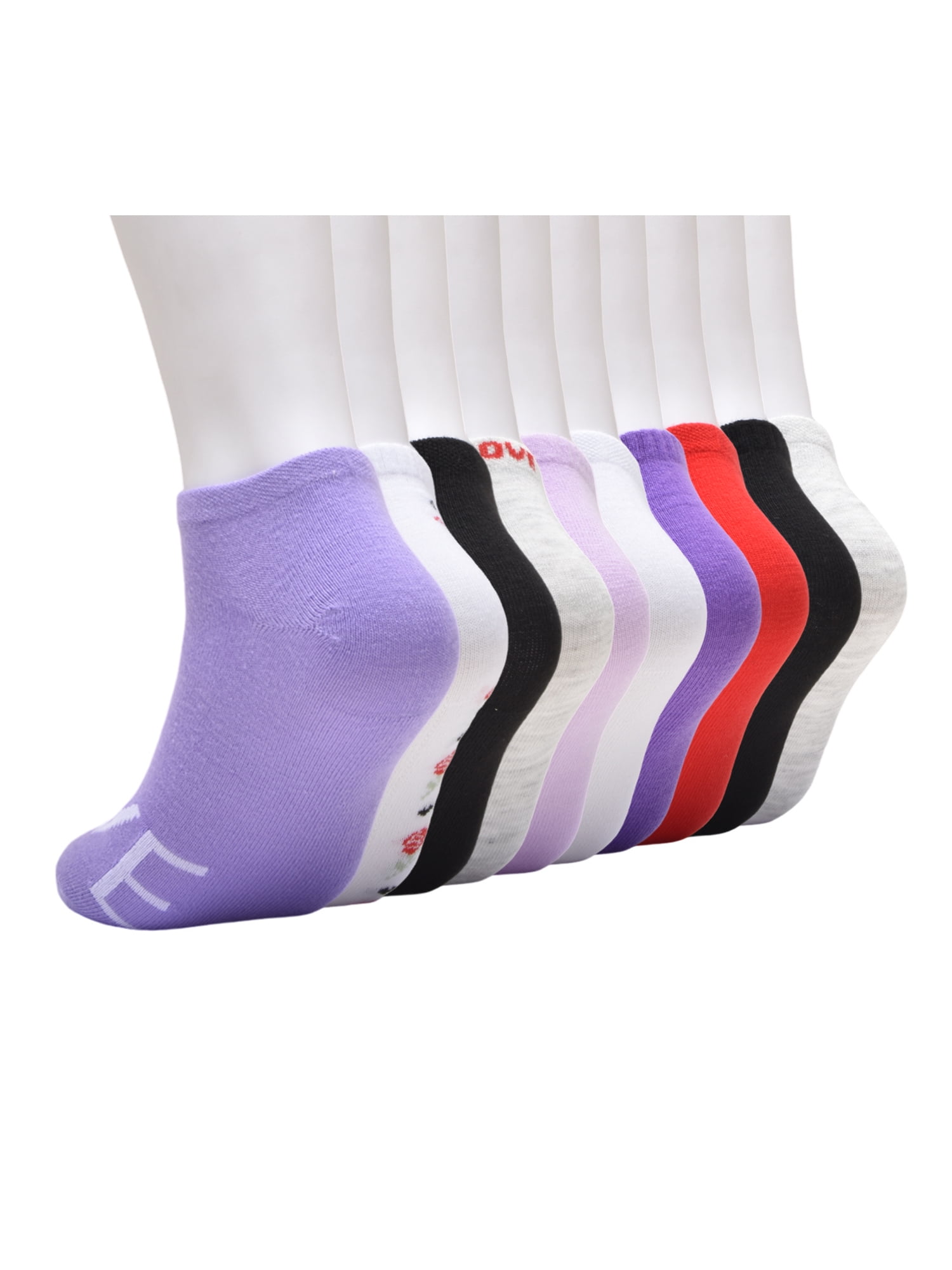 No Boundaries Women’s Low Cut Socks, 10 Pack, Shoe Sizes 4-10