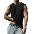 thumbnail image 2 of Gomelly Men Tank Tops Solid Color Muscle Shirts Comfy Summer Men's Soft Sport Tee Henley Neck Vest Black S, 2 of 7