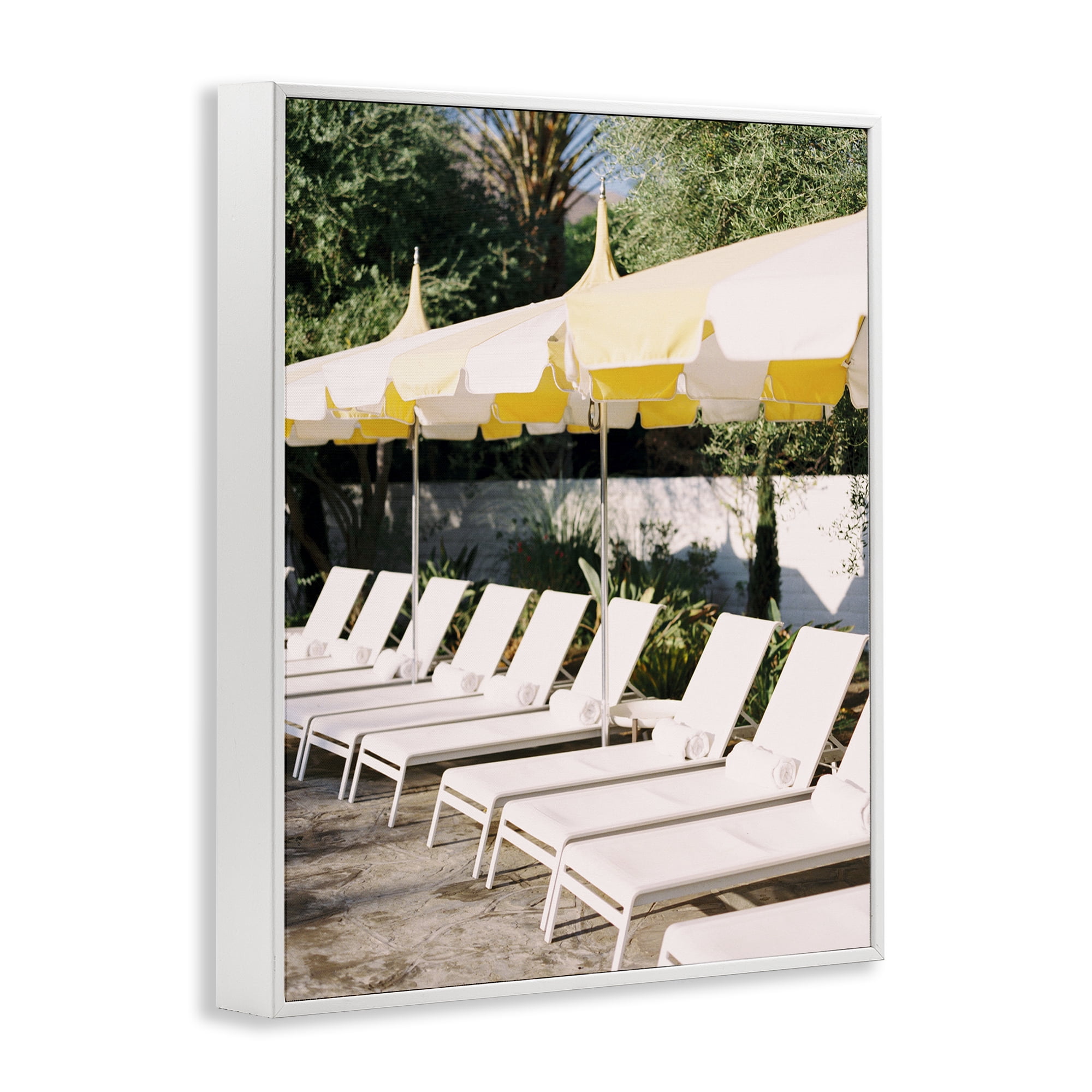 Stupell Industries Poolside Beach Chairs Landscape Photography White Framed Art Print Wall Art, 11 x 14