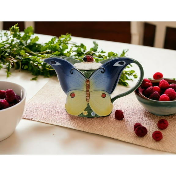 Ceramic Butterfly Teapot 12 oz Cottagecore Tea Party