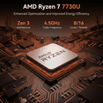 thumbnail image 2 of Laptop Gaming AMD Ryzen 7 7730U 15.6" FHD 16GB DDR4 512GB NVMe SSD Windows 11 Pro WiFi 6 BT5.2 Ultra Slim Notebook, 2 of 8