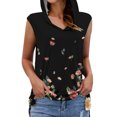 thumbnail image 5 of HTNBO Hooded Tops for Women Summer Casual Short Sleeve Solid/Floral T Shirts V Neck Tees Summer styles for less, 5 of 8