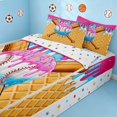 thumbnail image 2 of Manfei Cute Baseball Zipper Full Size Comforter Sets with Fitted Sheet and 2 Pillowcases, Cartoon Ice Cream Drip Zipper Bedding Set, Pink Blue Cream, 2 of 7