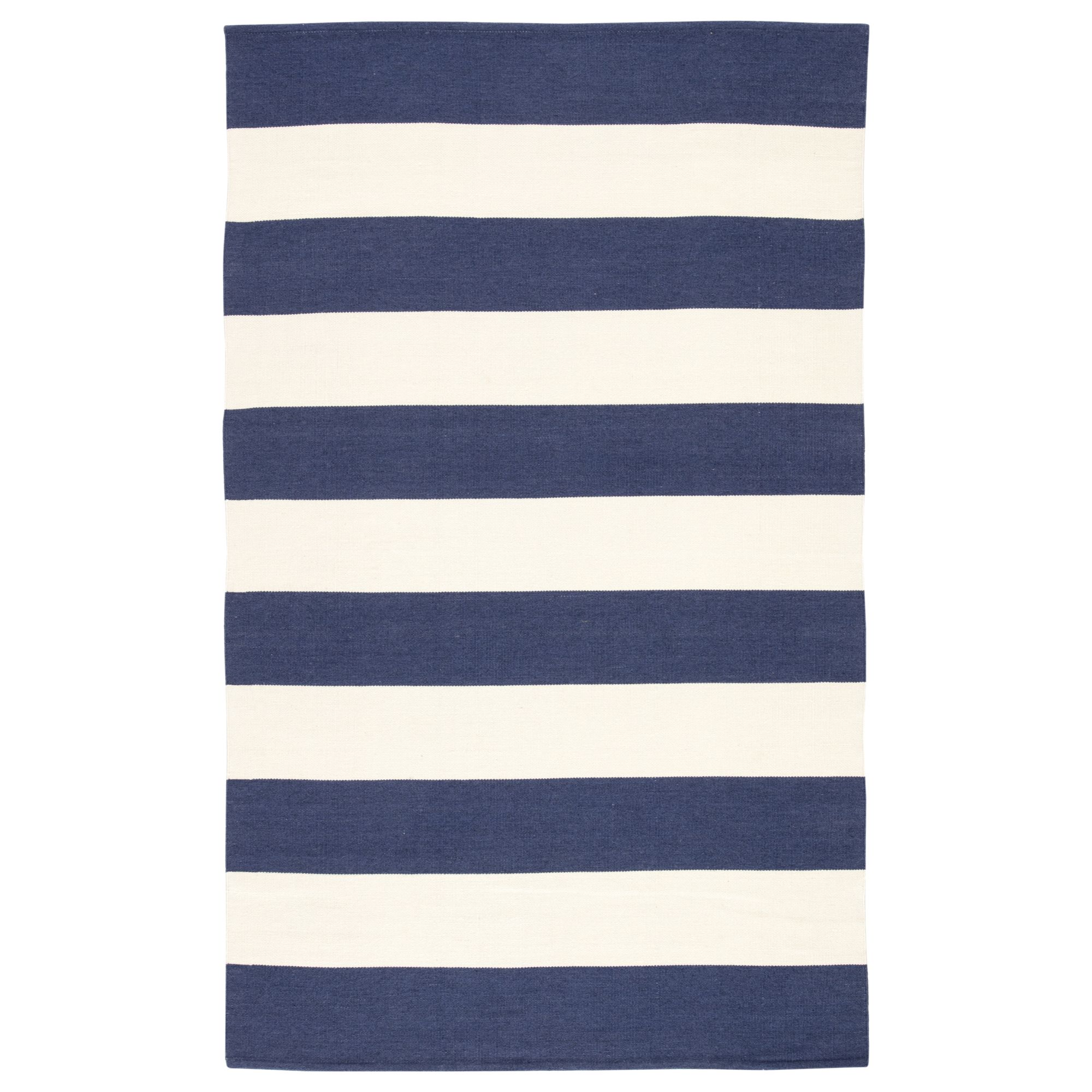 2' x 3' Ivory and Indigo Blue Striped Rectangular Outdoor Area Throw
