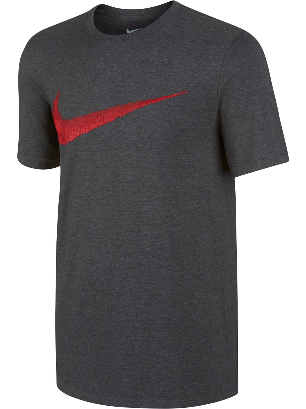 Nike - Nike Men's Hangtag Swoosh Graphic T-Shirt (Charcoal Heather Red ...