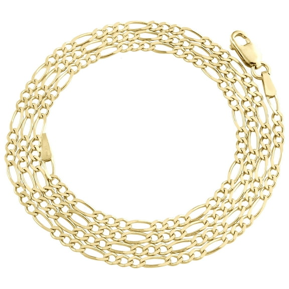 10K Yellow Gold Plain Solid Figaro Chain 2mm Necklace Lobster Clasp 16 Inch