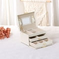 thumbnail image 6 of REGALWOVEN 3 Layer PU Leather Jewelry Box Organizer Storage with Mirror for Women Girl Birthday Gift White, 6 of 7