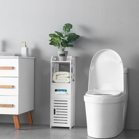 Bathroom Tables Storage Zimtown Bathroom Table and Stand with Toilet Paper Holder and Storage Rack-Ideal to Keep Essential Toiletries at Easy Reach ()