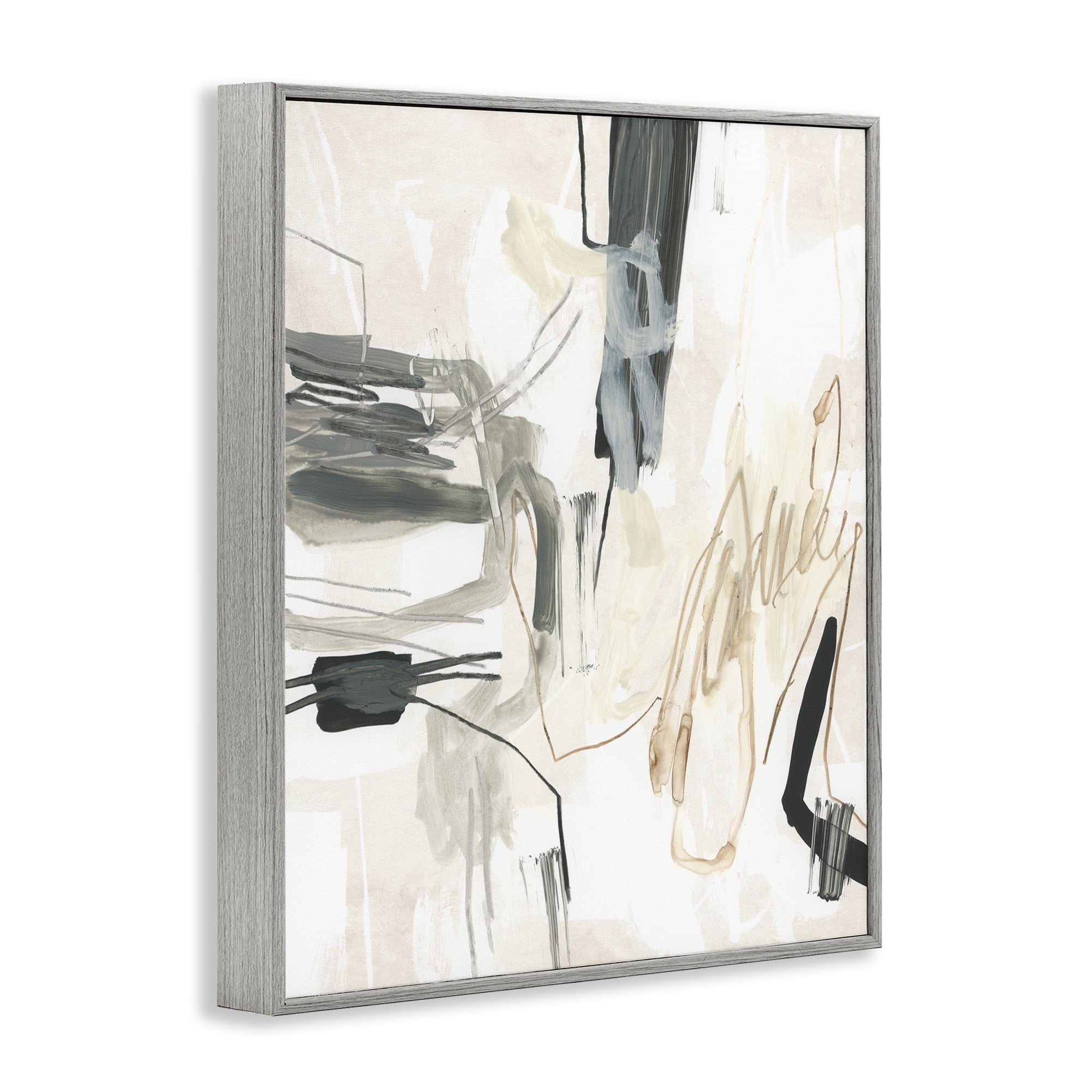 Stupell Industries Expressive Neutral Tones Scribble Abstract Painting Gray Framed Art Print Wall Art, 11 x 14