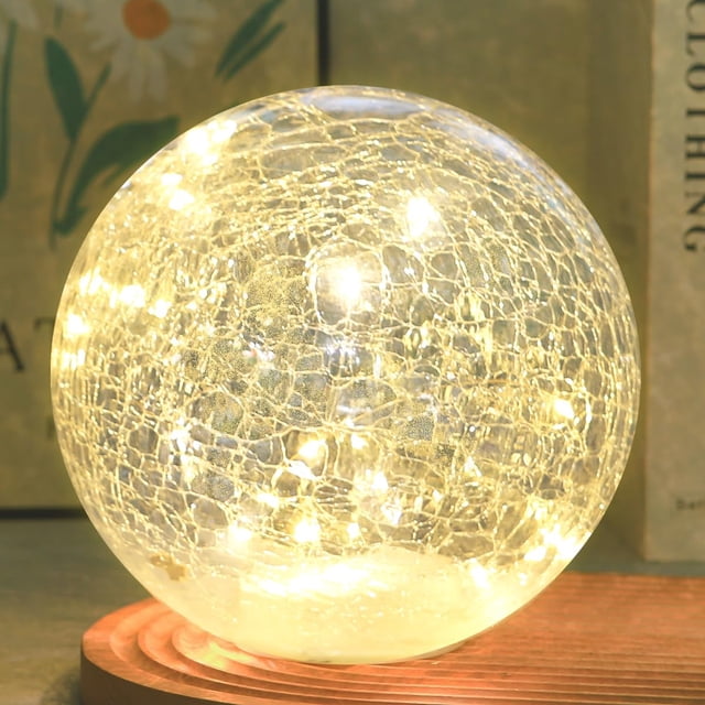 Lámpara LED Crackle Globe, funciona con pilas, cristal dorado y mercurio