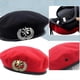 thumbnail image 4 of Men Women Wool Felt Berets Metal Badge Decor Sailors Dance Stage Performance Hat Military Fans Army Cap Security Cap Adjustable, 4 of 5