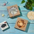 thumbnail image 4 of 24 Packs 3.7x3.7x1.5inch Round Clear PVC Window Gift Boxes Square Brown Kraft Present Packaging Boxes for Party Favor Treats Bakery and Jewelry Packaging, 4 of 9