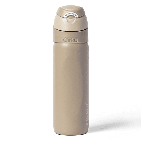 Cirkul 26oz StrawSip Flip Water Bottle, Stainless Steel, Double Wall Insulated, Dune (Tan)