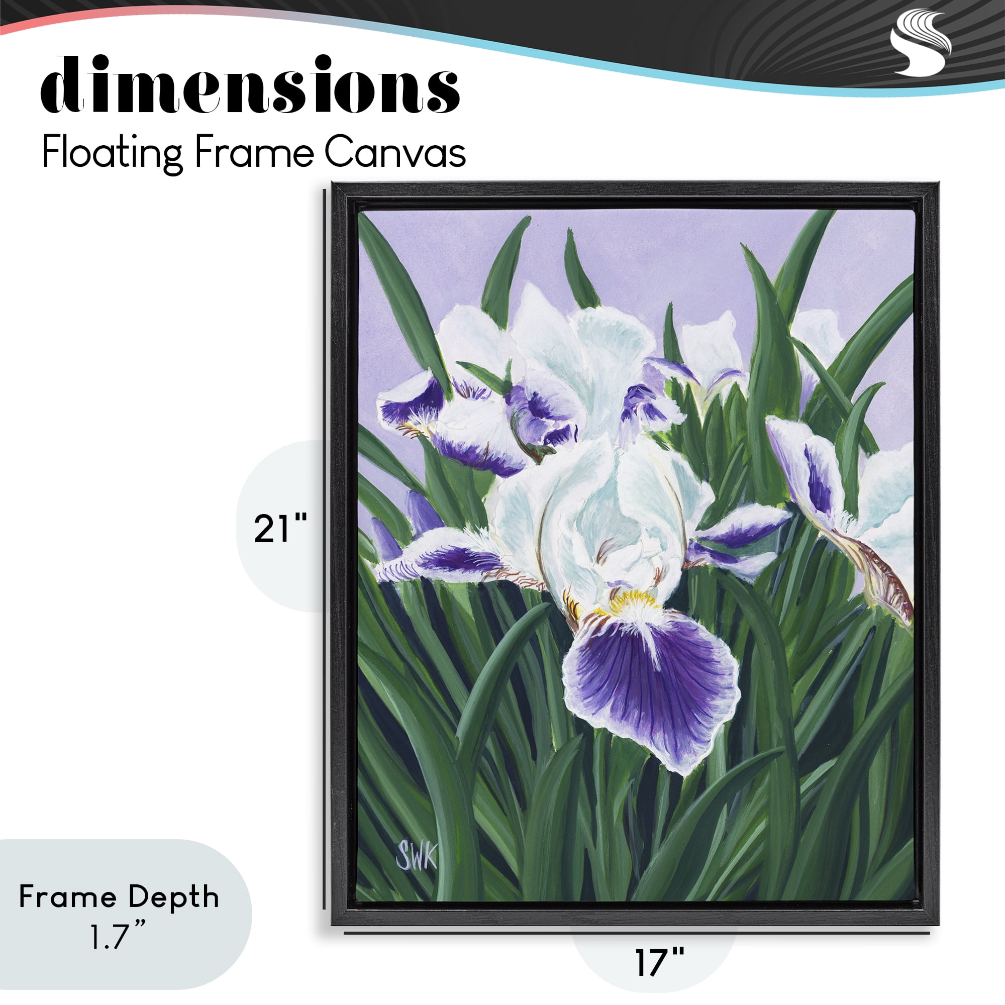 Stupell Industries Purple & White Irises Black Framed Floater Canvas Wall Art, design by Sarah Waldron Kimball