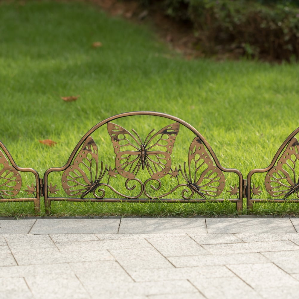 Decorative Butterfly Design Plastic Fence Garden Edging Landscape Border Path Panel, Pack of 6