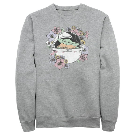 Men's Star Wars: The Mandalorian The Child Floral Bassinet Sweatshirt Athletic Heather 2X Large