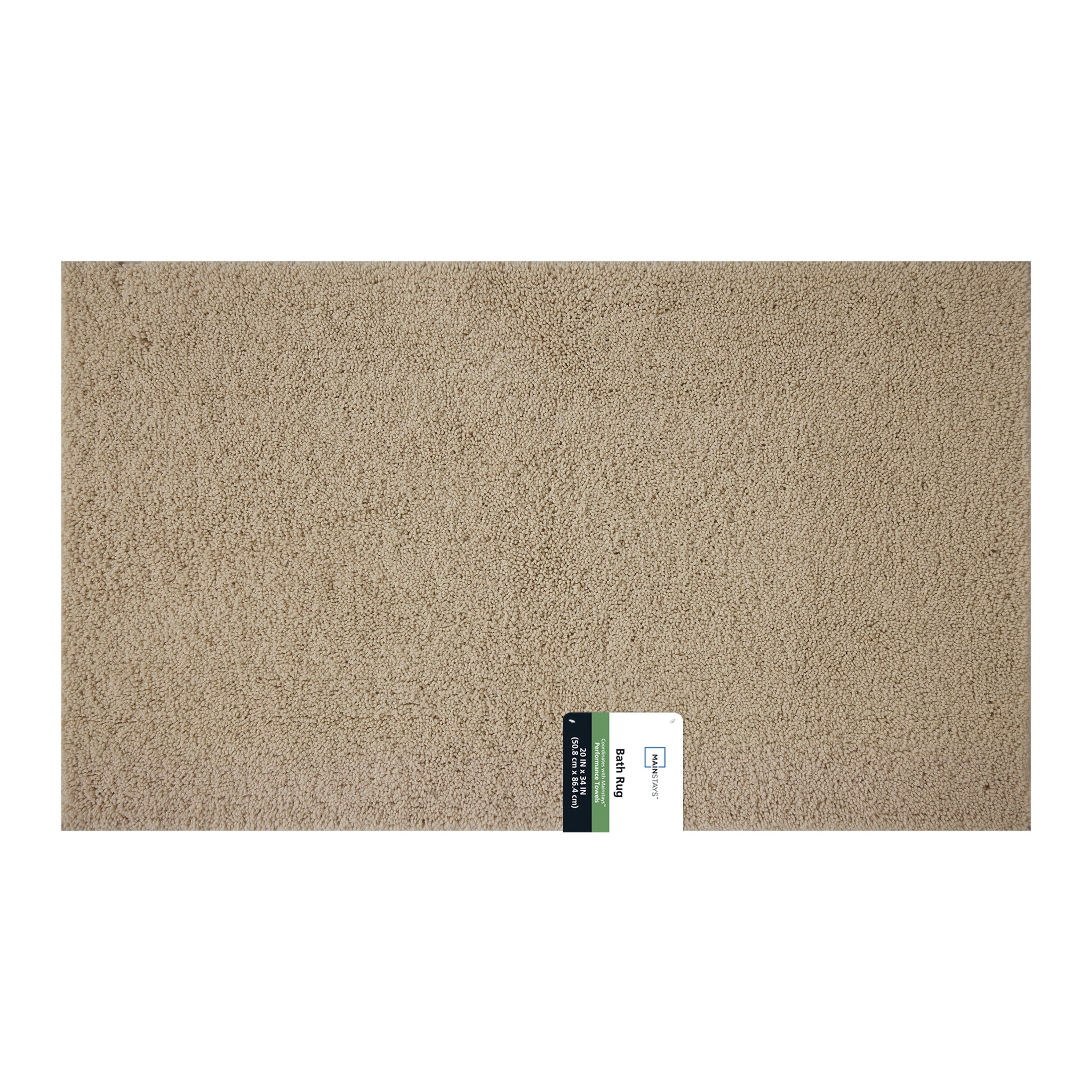 Mainstays Performance Recycled Polyester Bath Rug, Papyrus Beige, 20" x 34"
