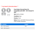 thumbnail image 2 of Front Brake Pad and Rotor Kit - Compatible with 2009 - 2014 Honda Fit GAS - Dynamic Friction, 2 of 2