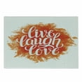 thumbnail image 1 of Live Laugh Love Cutting Board, Hand Drawn Style Cheerful Brushstroke Background Motivation Phrase Print, Decorative Tempered Glass Cutting and Serving Board, Small Size, Orange White, by Ambesonne, 1 of 1