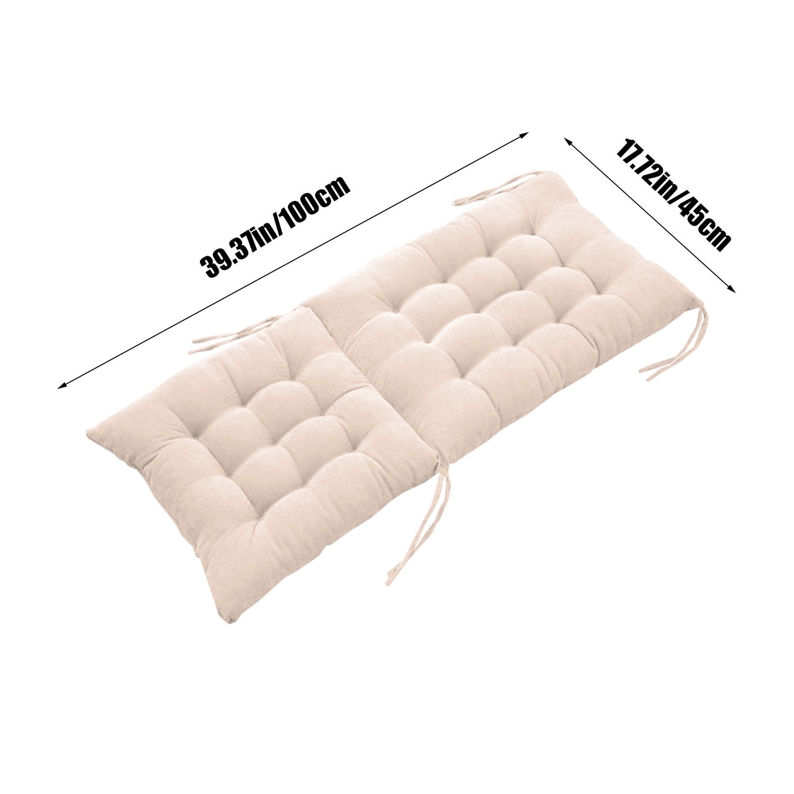 JeashCHAT Outdoor Bench Cushion, Patio Furniture Cushions, Tufted Front Porch Rocking Chair Seat Pads with Ties, Foldable High Back Chair Cushion, Indoor Seat/Back Chair Cushion, 40"x18", Beige