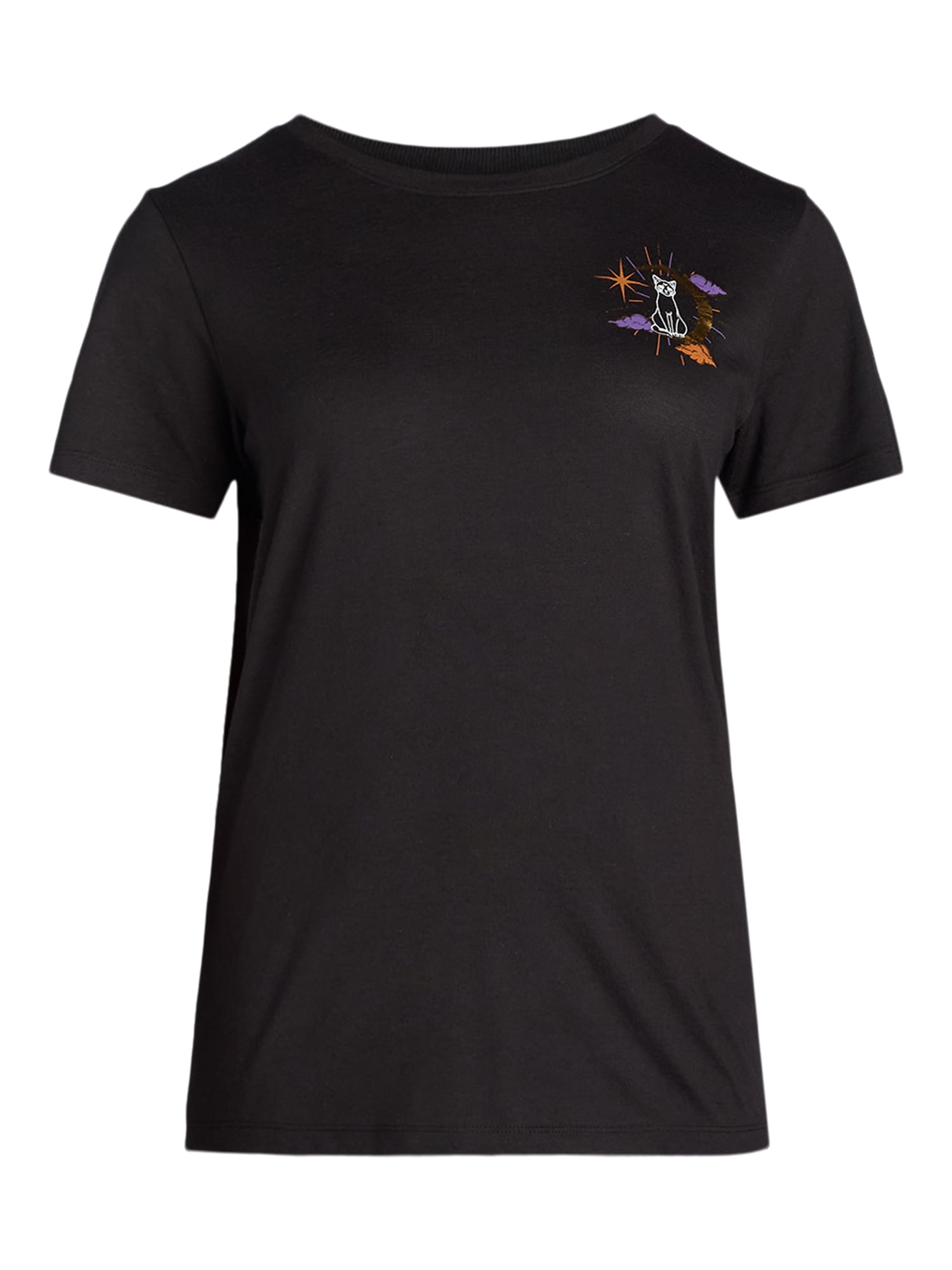 Way to Celebrate Women's Halloween Cat Moon Tee, Sizes S-3XL