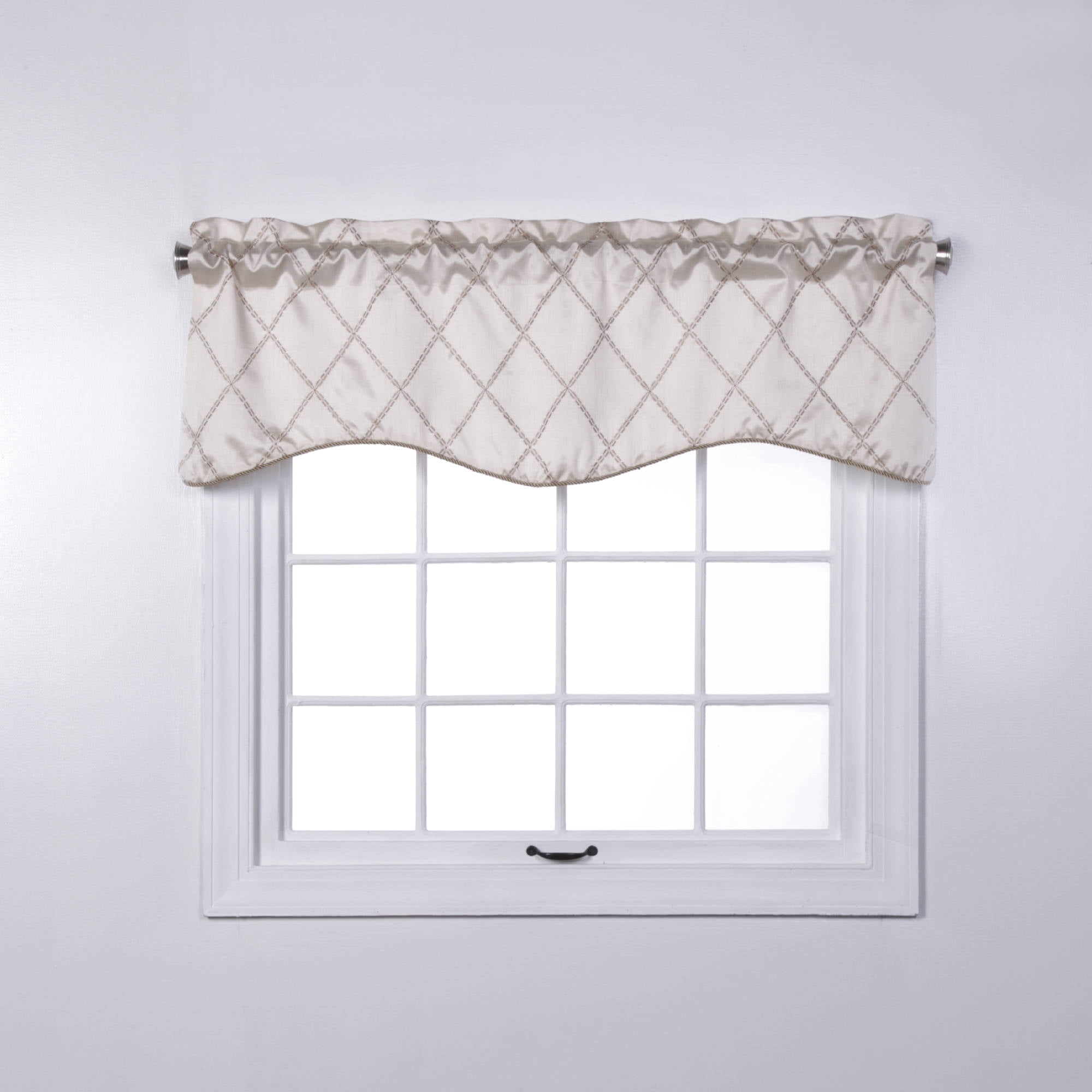 Solitaire Embroidered Scalloped Valance with Cording, 52" x 17