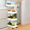 thumbnail image 4 of 4-Tier Shelf Rack for Kitchen and Bathroom 15cm Wide Mobile Cart with Wheels White Durable and Stainless Steel Construction Space-Saving Storage Unit 4-Layer Cabinet, 4 of 6