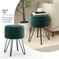thumbnail image 5 of Hearth & Harbor Ottoman with Storage, Round Storage Ottoman, Vanity Stool and Foot Stool with Storage, Textured Velvet Green, 5 of 8