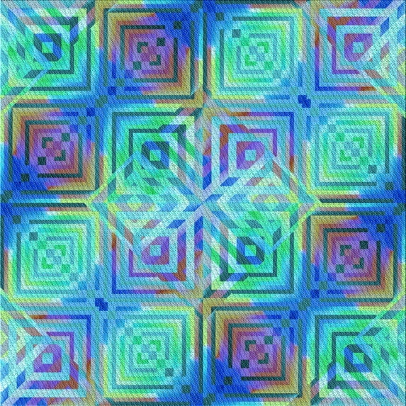 Ahgly Company Machine Washable Indoor Square Transitional Windows Blue Area Rugs, 5' Square