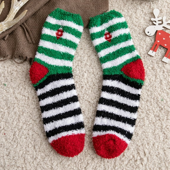 Winter Warm Fleece Socks,Women Soft Christmas Fuzzy Socks,Holiday Stocking Stuffers,Snowflake Crew Socks